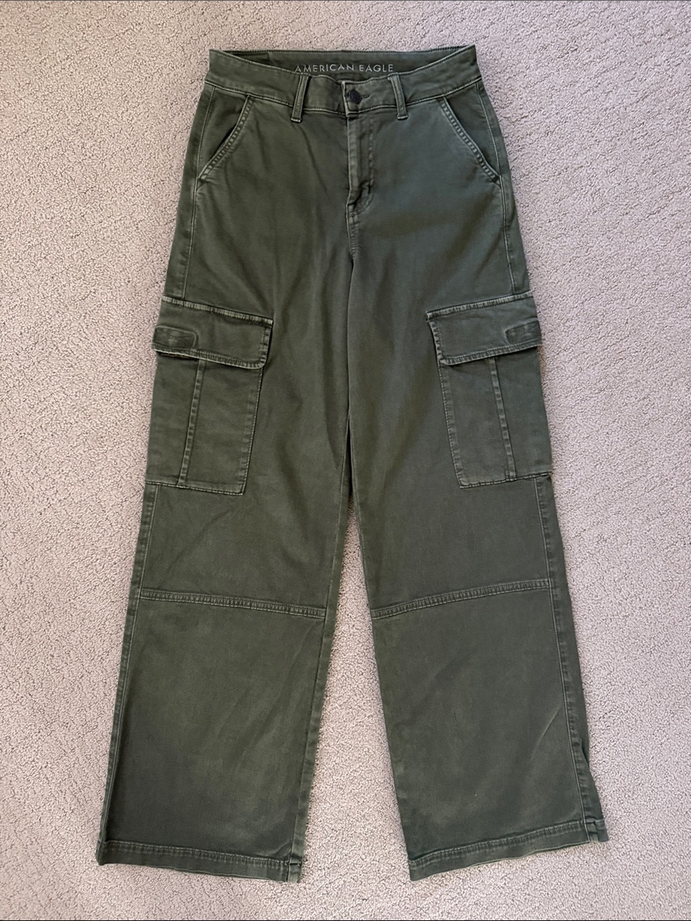 American Eagle Outfitters Olive Cargo Wide-Leg Pants